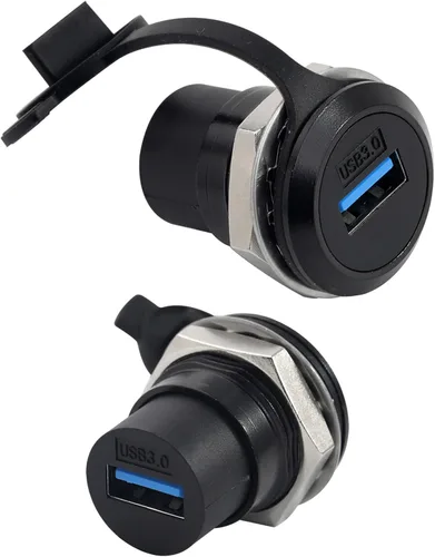 Miniatura 8 de PENGLIN Acoplador de montaje en panel USB 2.0, conector de paso USB, adaptador de extensión de mamparo hembra a hembra con tapón de agua/polvo