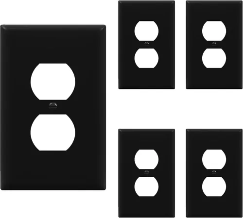 Miniatura 77 de ENERLITES Placa de pared de salida de receptáculo dúplex de tamaño mediano, placas de cubiertas de toma de corriente, tamaño medio de 1 banda, 4.88