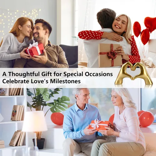 Miniatura 7 de Taylor Lover Merch - Escultura de manos de corazón dorado para decoración de cumpleaños, regalos para sala de estar, dormitorio, estante