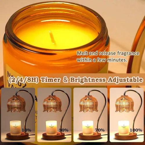 Miniatura 3 de Funistree Paquete de 2 lámparas calentadoras de velas de flores, lámpara de vela con temporizador, regalos de cumpleaños de Navidad para mujeres