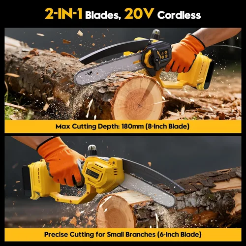 Miniatura 4 de Mini motosierra inalámbrica para batería Dewalt de 20 V MAX, motosierra 2 en 1 de 8 y 6 pulgadas sin escobillas con motosierra sin escobillas de 750
