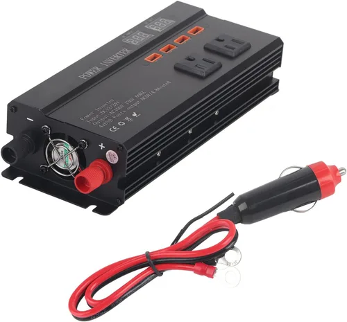 Inversor de corriente para automóvil, 6000 W CC 12 V a CA 110 V convertidor de corriente para automóvil, adaptador de cargador USB con pantalla LCD