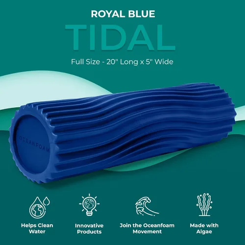 Miniatura 2 de Oceanfoam Tidal Roller - Azul Real - Rodillo de espuma para masaje muscular para dolor de espalda y estiramiento - Textura de onda ancha firme
