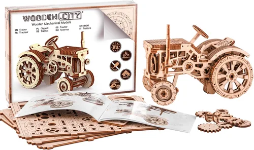 Miniatura 9 de WOODEN.CITY Rompecabezas 3D de tractor para adultos, modelo mecánico de tractor agrícola para adultos y adolescentes, kit de bricolaje de 148 piezas