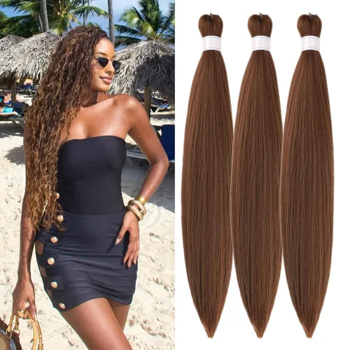 Miniatura 16 de Pelo corto negro trenzado preestirado de 14 pulgadas para trenzas sin nudos, pelo sintético 1B trenzado para trenzas Bob Box