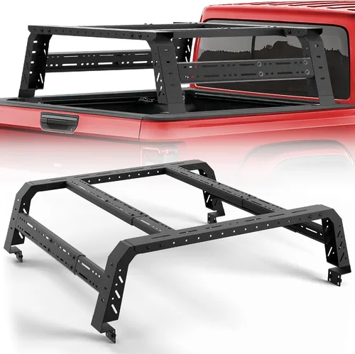 Estante para cama de camión de 18.11" de altura ajustable de 49.2"-70.8" de longitud para camiones de tamaño mediano y completo con rieles de cama,