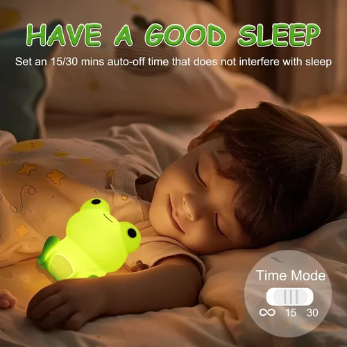 Miniatura 2 de Lampeez - Luz nocturna de rana para niños, lindos regalos de rana, luz nocturna LED de silicona suave para habitación infantil, decoración