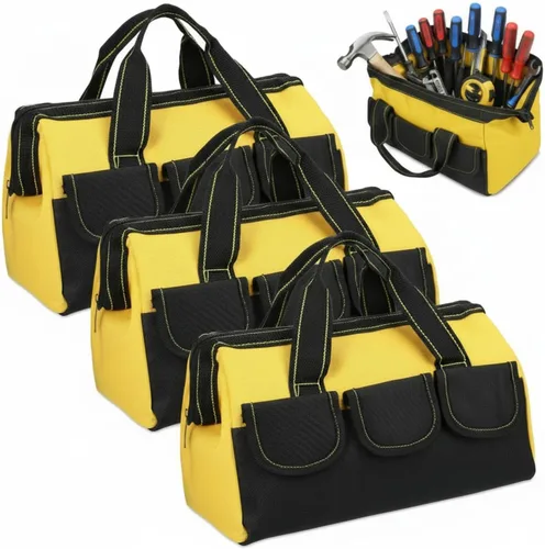 Miniatura 14 de Sanwuta - Paquete de 3 bolsas para herramientas, alta resistencia, fondo rígido impermeable, boca ancha, para electricista, carpintero, mecánico, 13