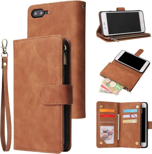 Miniatura 13 de UEEBAI - Cartera clásica de cuero sintético con cierre magnético, funda de iPhone con cierre