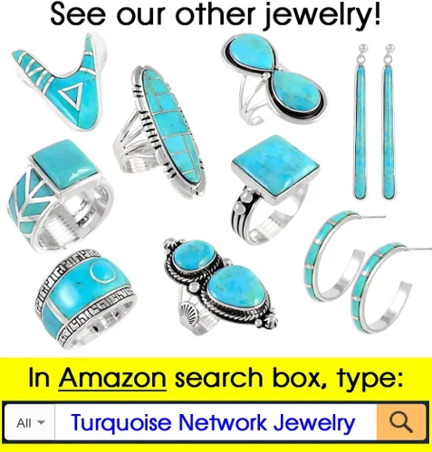 Miniatura 6 de Anillo turquesa de plata de ley 925 con piedras preciosas auténticas (elige estilo)