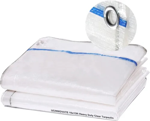 Miniatura 12 de UCINNOVATE Lona transparente de 0.472 in de 6 x 10 pies, cubierta de invernadero resistente e impermeable, tejido reforzado de 12 x 12 pulgadas