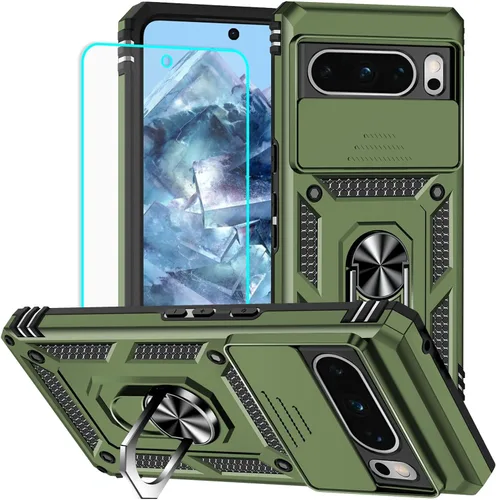 Miniatura 29 de HNHYGETE Funda para Pixel 6a con protector de pantalla HD, soporte giratorio de grado militar de 360° (resistente) a prueba de golpes para Google