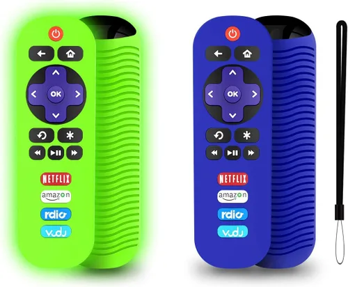 Miniatura 9 de Paquete de 2 fundas de silicona para control remoto TCL Roku TV RC280, repuesto universal, ligera, a prueba de golpes, TCL Roku TV, con cordón Negro