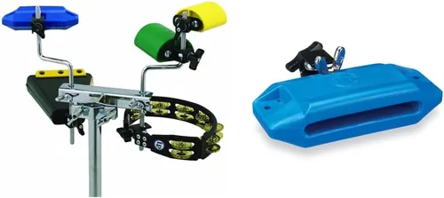 Latin Percussion LP472 LP Mini Everything Rack and Latin Percussion Jam Block, alto, azul (LP1205)