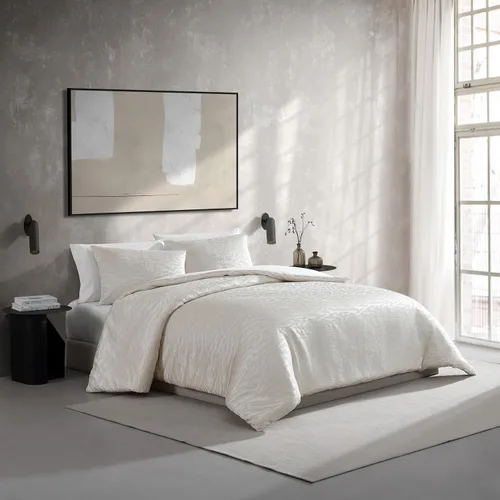 Miniatura 2 de Vera Wang - Juego de funda de edredón tamaño Queen, ropa de cama de algodón suave con sensación de tejido texturizado, cierre de botón y lazos