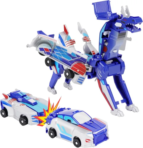 Miniatura 9 de Juguete de automóvil de dinosaurio que se transforma en colisión, 2 autos magnéticos que se transforman en juguetes de dinosaurio para niños, niñas