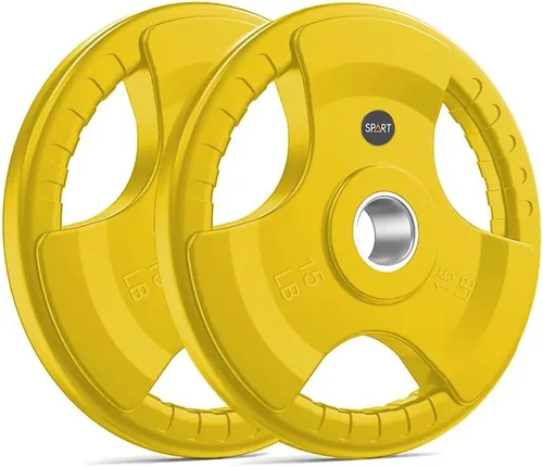 Miniatura 6 de SPART Placas de Peso Olímpico de 2 Pulgadas con Recubrimiento de Goma de Color en Pares o Individual para Entrenamiento de Fuerza, Levantamiento
