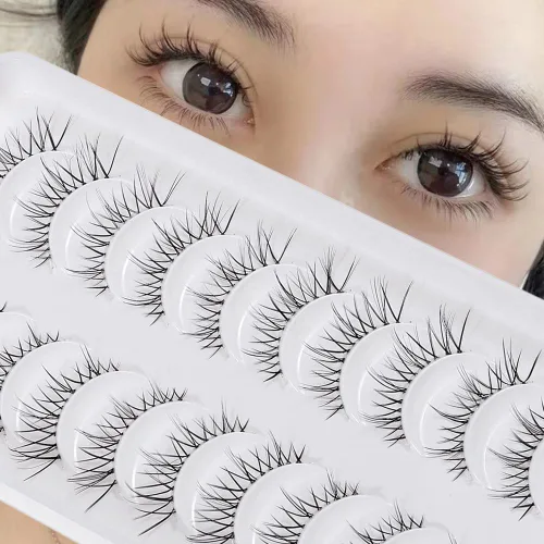 Miniatura 12 de Pestañas de manga de aspecto natural, delgadas, esponjosas, asiáticas, para cosplay, pestañas puntiagudas japonesas de anime 3D, pestañas postizas