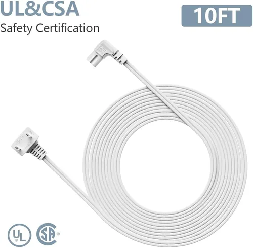 Miniatura 5 de Cable de alimentación de TV, cable de alimentación universal de 2 clavijas en ángulo no polarizado de 18 AWG, NEMA 1-15P a IEC320 C7 figura 8