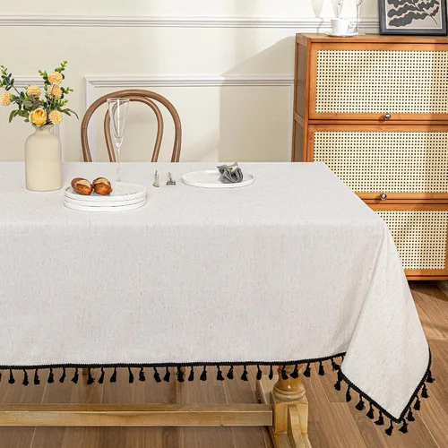 Miniatura 22 de MYSKY HOME - Mantel para mesa rectangular, impermeable, manteles de algodón suave para interior/exterior, mantel sin arrugas para mesa rectangular