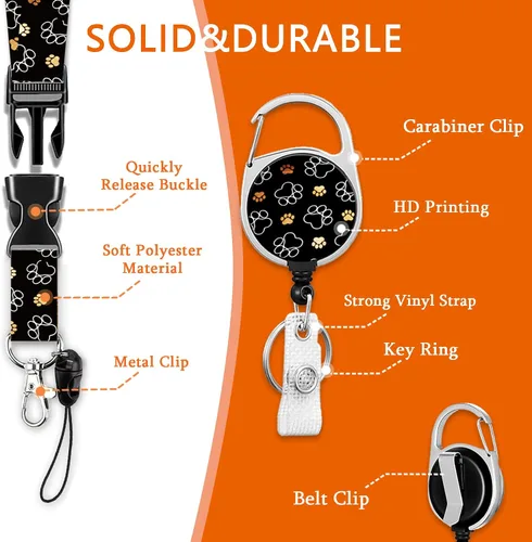 Miniatura 6 de Soporte para tarjeta de identificación con cordón, clip retráctil para carrete de identificación para enfermera, médico, correa de cordón Estampado