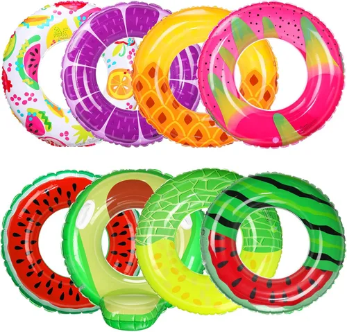 Miniatura 8 de Libima Flotadores inflables de piscina para adultos, anillos de natación, tubos de natación, flotadores para adultos, decoraciones hawaianas
