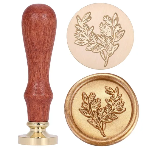 Yoption Sello de cera de eucalipto, sello de planta vintage para invitaciones de boda, sobres de embalaje de regalo