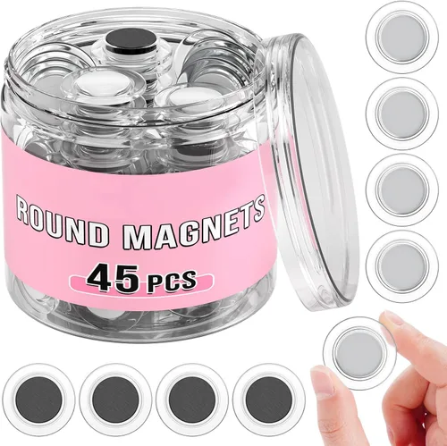 Miniatura 7 de VNDUEEY 45 piezas de imanes redondos para pizarra blanca, imanes para nevera, imán decorativo para pizarra seca, imanes pequeños para suministros