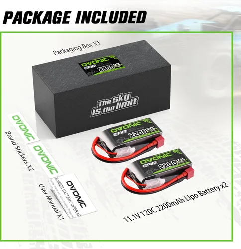 Miniatura 6 de OVONIC 3S - Batería corta LiPo de 11.1 V 2200 mAh 120C con enchufe en T estilo Dean para coche RC camión, avión, helicóptero, barco, carreras, auto