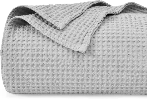 Miniatura 59 de PHF - Manta de punto gofre 100% de algodón tamaño king para cama, cobija ligera transpirable a prueba de engancho, ideal para acolchado en climas