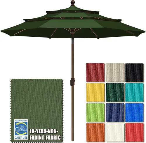 Miniatura 89 de EliteShade USA Sombrilla de Mercado de 10 Años Sin Decoloración de 9 Pies 3 Niveles Sombrilla de Patio Sombrilla de Mesa para Exteriores con Beige