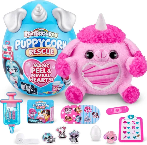 Rainbocorns Sequin Surprise Series 5 Puppycorn Rescue (Poodle) por ZURU, animal de peluche coleccionable, huevo sorpresa, calcomanías, limo de