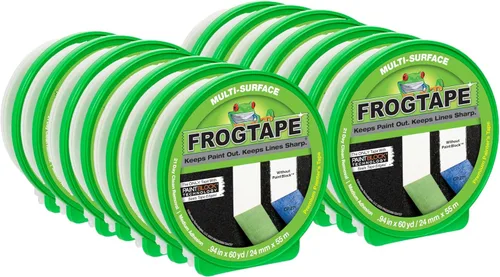 Miniatura 9 de FROGTAPE Cinta de pintor multisuperficie con bloque de pintura, adherencia media, 0.94 pulgadas x 60 yardas, verde, 6 rollos (240659)