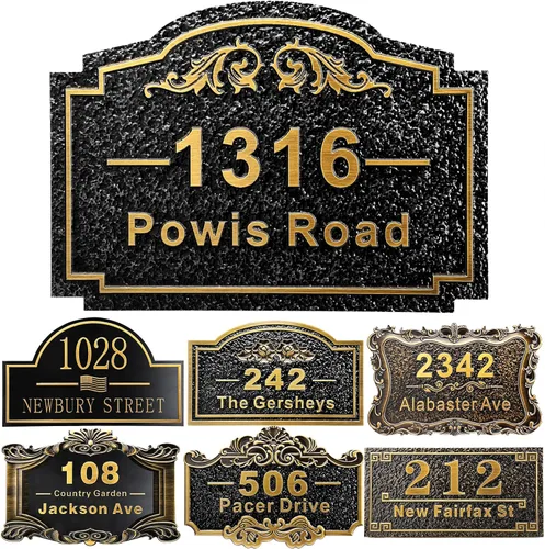 Miniatura 45 de Placa personalizada de dirección de casa de 12 pulgadas, números fundidos para exteriores, placa de señal de dirección personalizada con nombre
