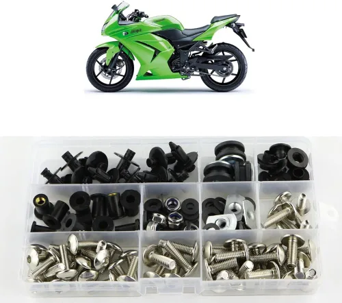 Miniatura 10 de Xitomer Juego completo de pernos de carenado, apto para Ninja250R EX250R 2008 2009 2010 2011 2012 Kits de montaje arandelas tuercas fijaciones, Negro