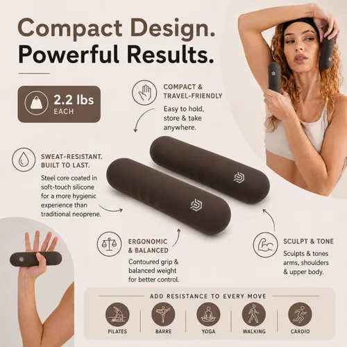 Miniatura 2 de Pilates Pro Power Pack – Esenciales de entrenamiento – Pesas de mano de 2.2 libras, pesas de tobillo/muñeca de 2.2 libras, bandas de resistencia