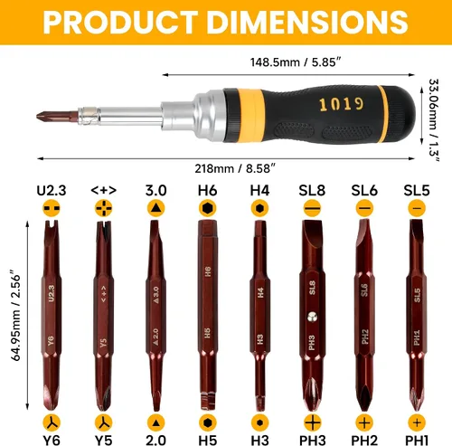 Miniatura 2 de 19-in-1 Ratcheting Multi-Bit Screwdriver Set, Magnetic Tip Screwdriver with Double-End Bits Storage, All-in-One Screwdriver Kit for Home Repair