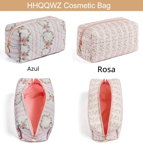 Miniatura 5 de Bolsa de maquillaje de viaje para mujeres y niñas, bolsa de maquillaje con cremallera, flores florales, organizador de maquillaje, bolsa de tela