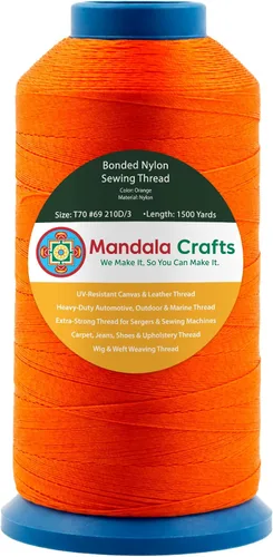 Miniatura 90 de Mandala Crafts - Hilo de nailon para coser cuero, tapicería, mezclilla y para trenzar el pelo; resistente, 1500 yardas, tamaño 69 T70 Marrón