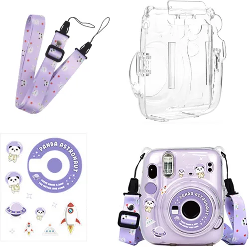 Miniatura 13 de Kit de funda transparente Mini 11 para Fujifilm Instax Mini 11, funda para cámara instantánea con bolsillo para película, calcomanías adhesivas