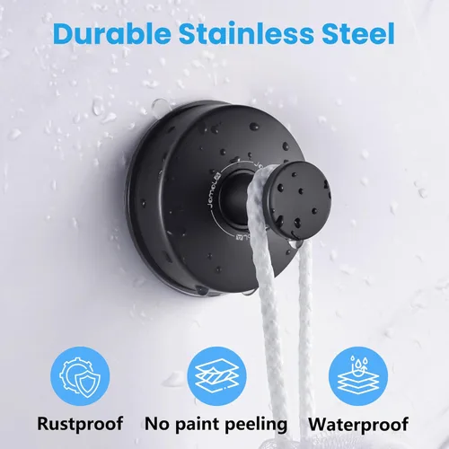 Miniatura 2 de JOMOLA 2 ganchos de acero inoxidable con ventosa para toallas de baño, ganchos de ducha para almacenamiento de toallas, utensilios de cocina, Negro