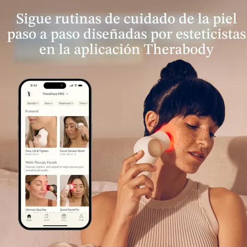Miniatura 7 de TheraFace Therabody TheraFace PRO - Dispositivo facial de microcorriente, masajeador facial compacto 8 en 1 y herramienta de escultura facial