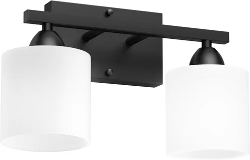 Miniatura 8 de Luces de baño negras sobre espejo, lámpara de tocador anti-óxido para baño, moderna lámpara de pared de 2 luces para sala de estar, base estándar