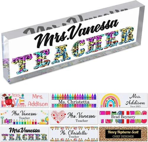 Miniatura 30 de Placa de nombre personalizada para escritorio de profesor para aula, placa de identificación personalizada para escritorios, placa de escritorio