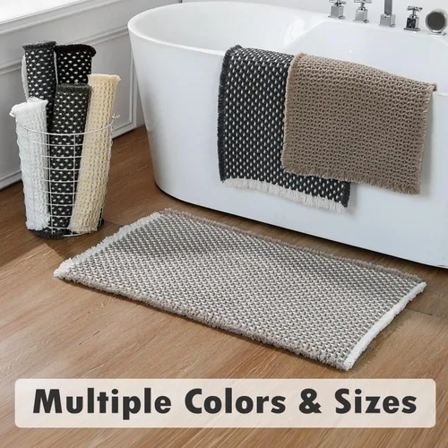 Miniatura 7 de TYUU Tapete de baño estilo gofre, tapete de baño bohemio, antideslizante, lavable, súper absorbente, de secado rápido, bonito tapete de baño