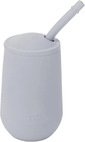 Miniatura 10 de ezpz Happy Cup + sistema de popote (azul) - 24 meses + - Taza 100% de silicona + popote para niños mayores + preescolares - Diseñado por un