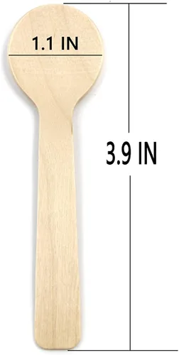 Miniatura 4 de Cucharas de postre de helado de madera de 3.9 pulgadas, cubiertos de madera desechables, paquete de 100