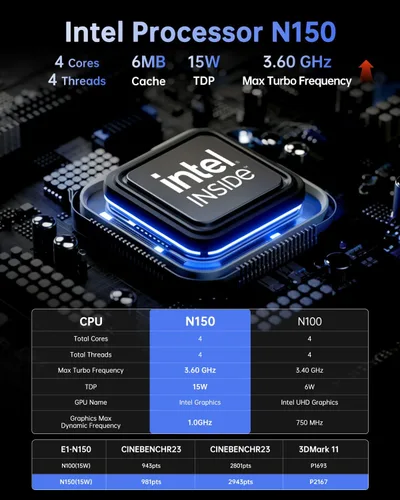 Miniatura 2 de KAMRUI Mini PC, Computadora de Escritorio Essenx E1 N95(hasta 3.4GHz) Mini Computadoras 16GB RAM 512GB SSD Micro PC, Mini Tower Desktop PC