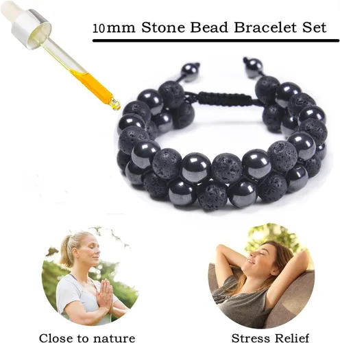 Miniatura 2 de Brazalete GelConnie de piedras de lava, 7 chakras, 0.32 pulgadas, piedra natural, para curación, alivio del estrés, yoga, ansiedad, aromaterapia