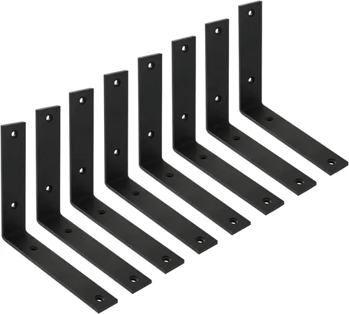 Miniatura 11 de Soportes para estantes de pared de 10 pulgadas, 8 soportes resistentes para estantes, soportes industriales rústicos de metal blanco para estantes